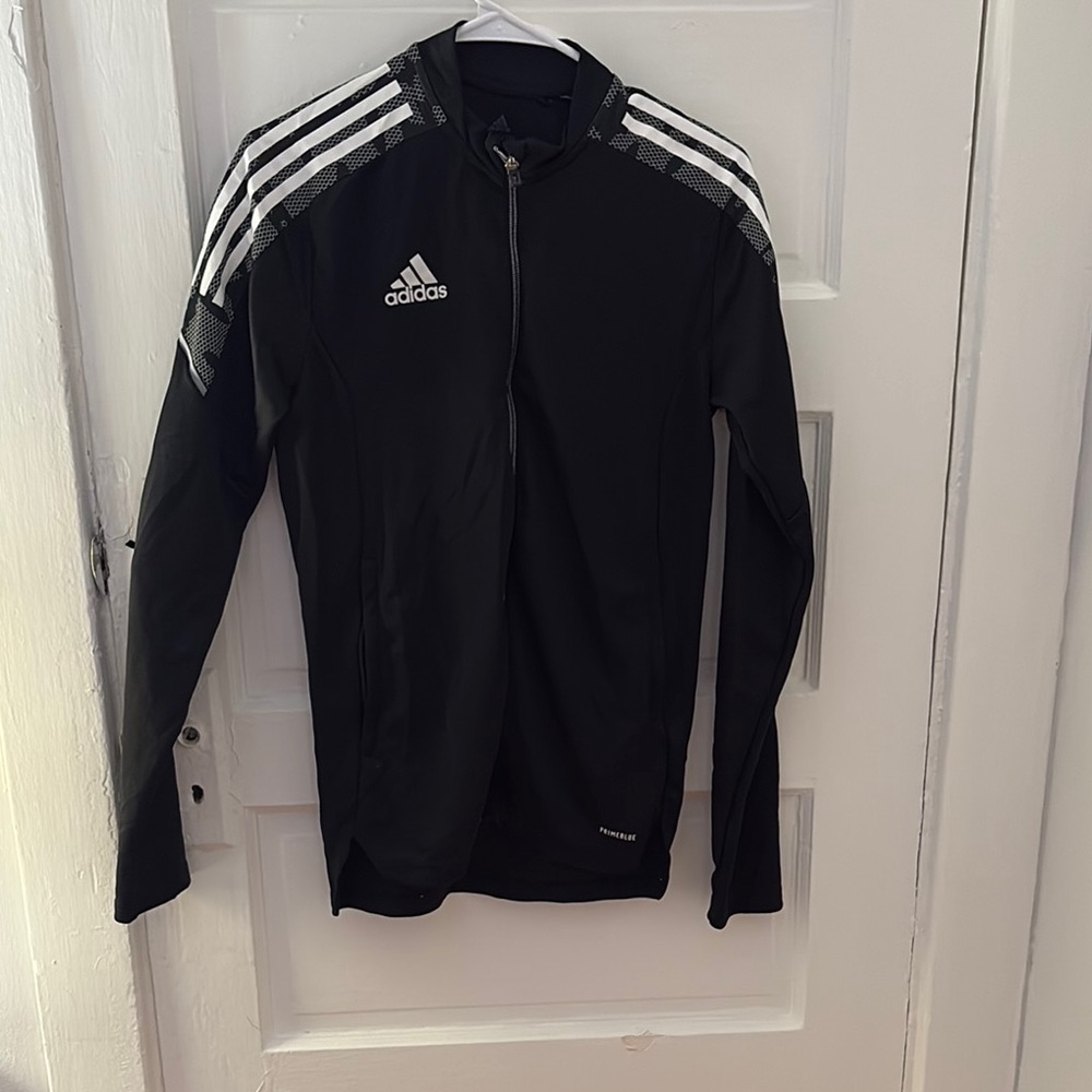 Adidas Men’s Black Windbreaker with Signature Stripes